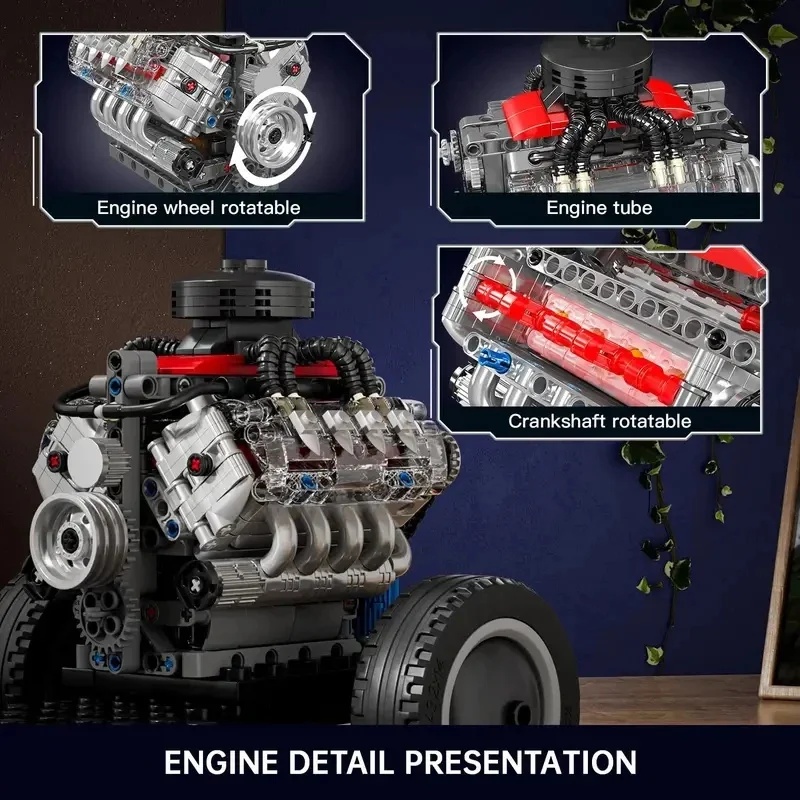 Model Kit V8 Engine - Mould King 10171 Motore V8 per